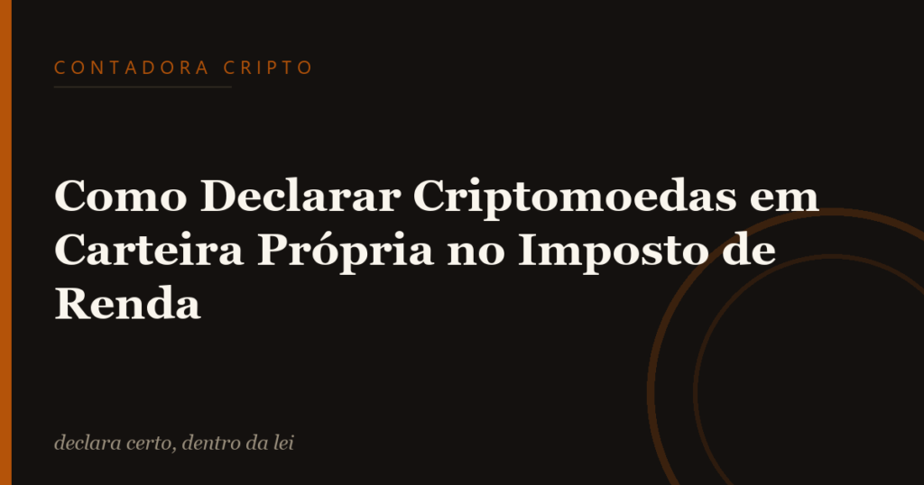 Como Declarar Criptomoedas em Carteira Própria no Imposto de Renda
