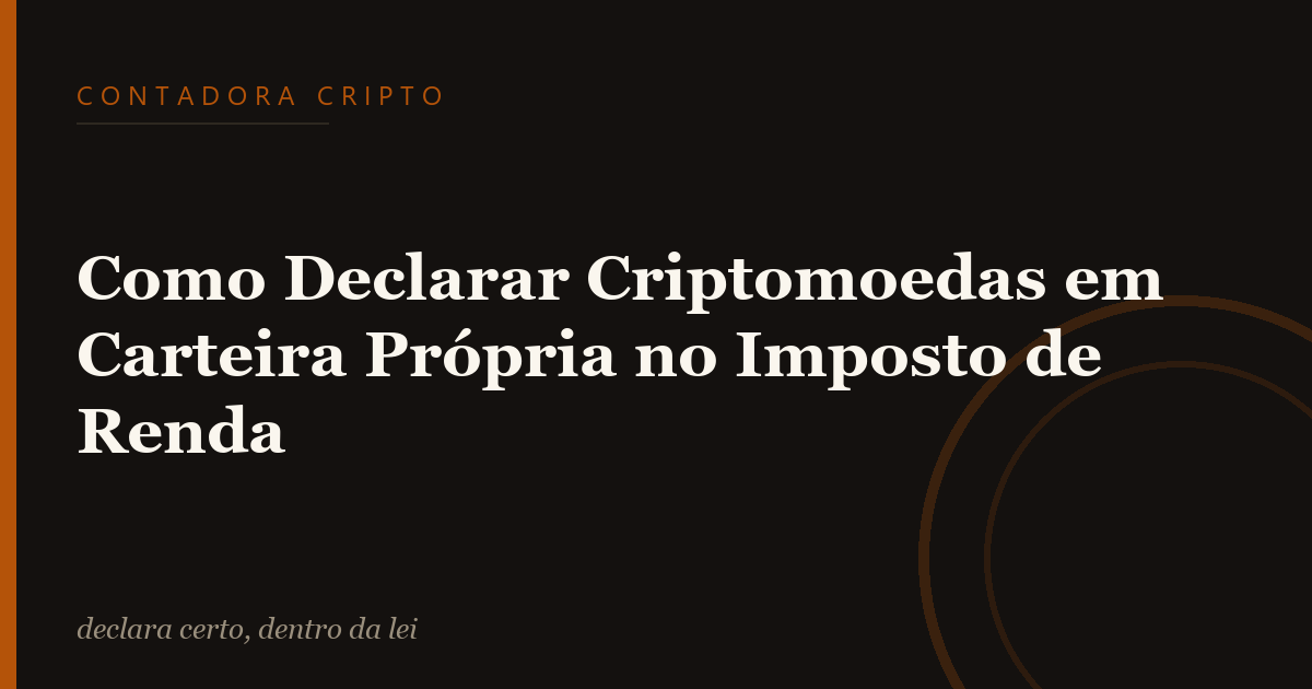 Como Declarar Criptomoedas em Carteira Própria no Imposto de Renda